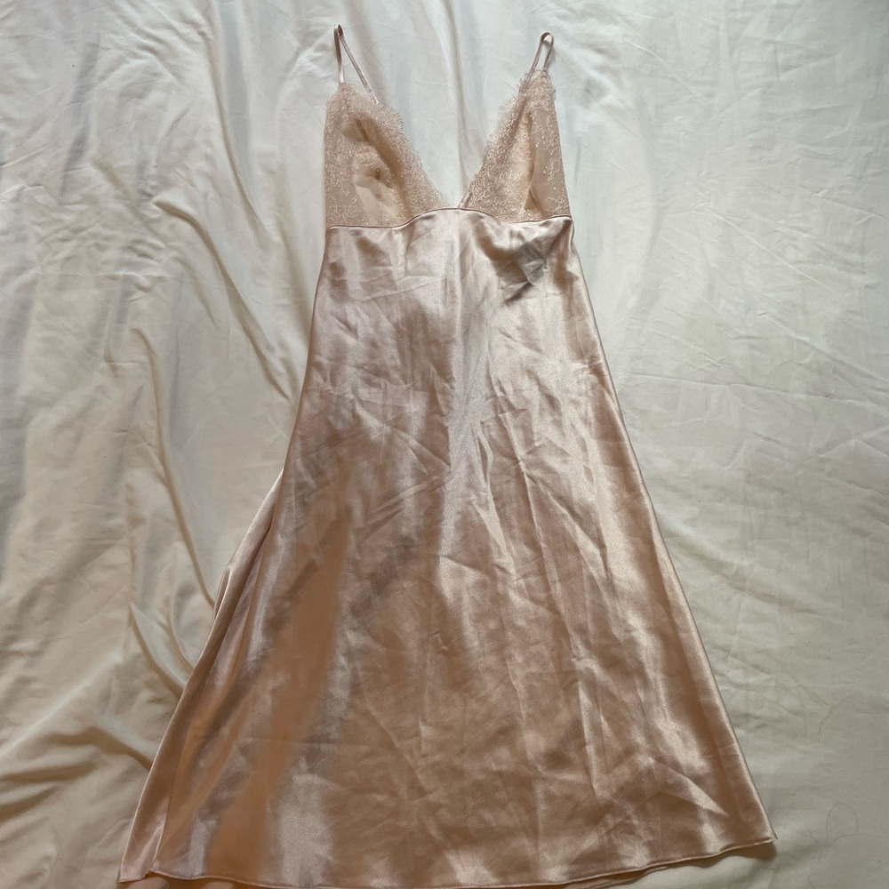 victoria’s secret vintage lace pink satin slip dress